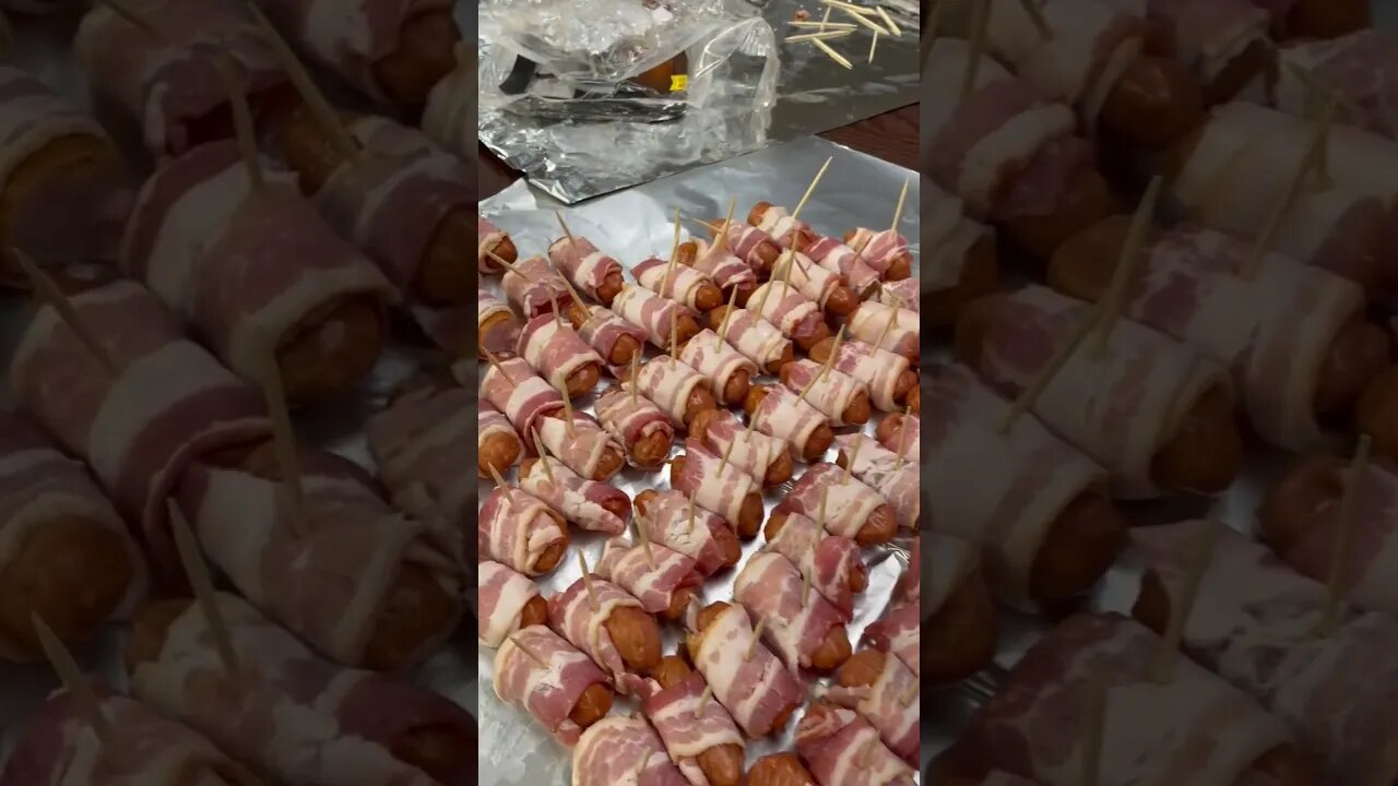 Bacon wrapped smokies prep is done.