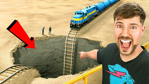 Train Vs Giant Pit | Mr Beast