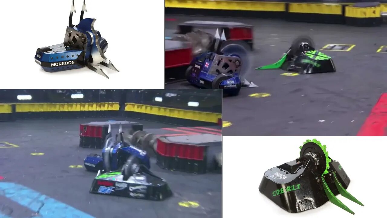 BattleBots Monsoon v BattleBots Cobalt Side By Side - Media from Whyachi Live Stream