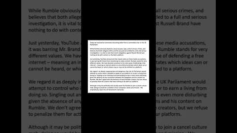 Rumble's response to the UK Parliament's letter #Rumble #RussellBrand