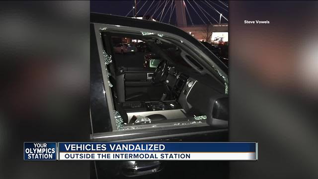 Dozens of vehicles vandalized outside the intermodal station