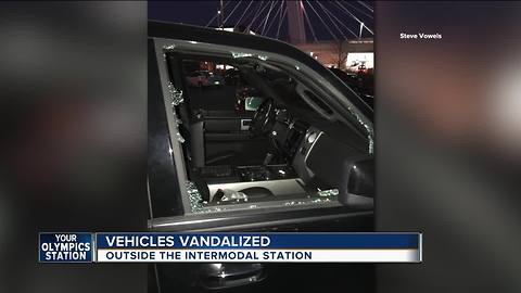 Dozens of vehicles vandalized outside the intermodal station