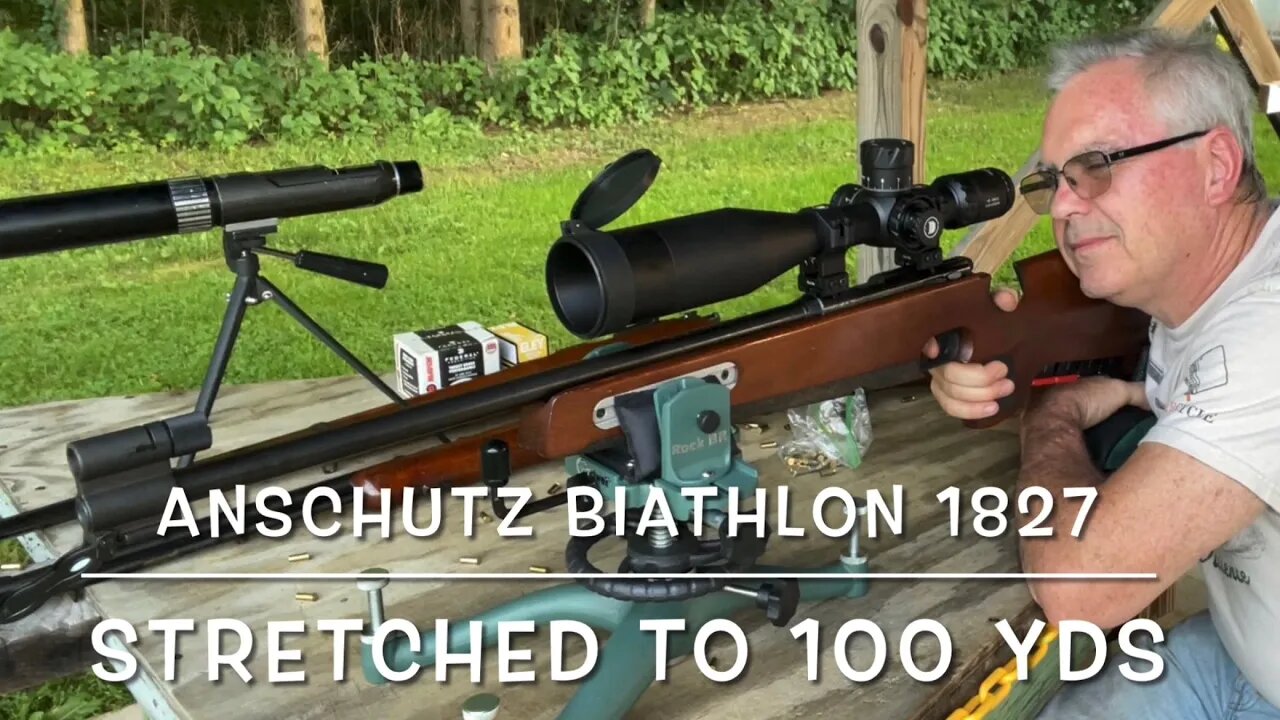 Anschutz Biathlon 1827 with Discoveryopt 5-30x56 scope stretched out to 100 yds