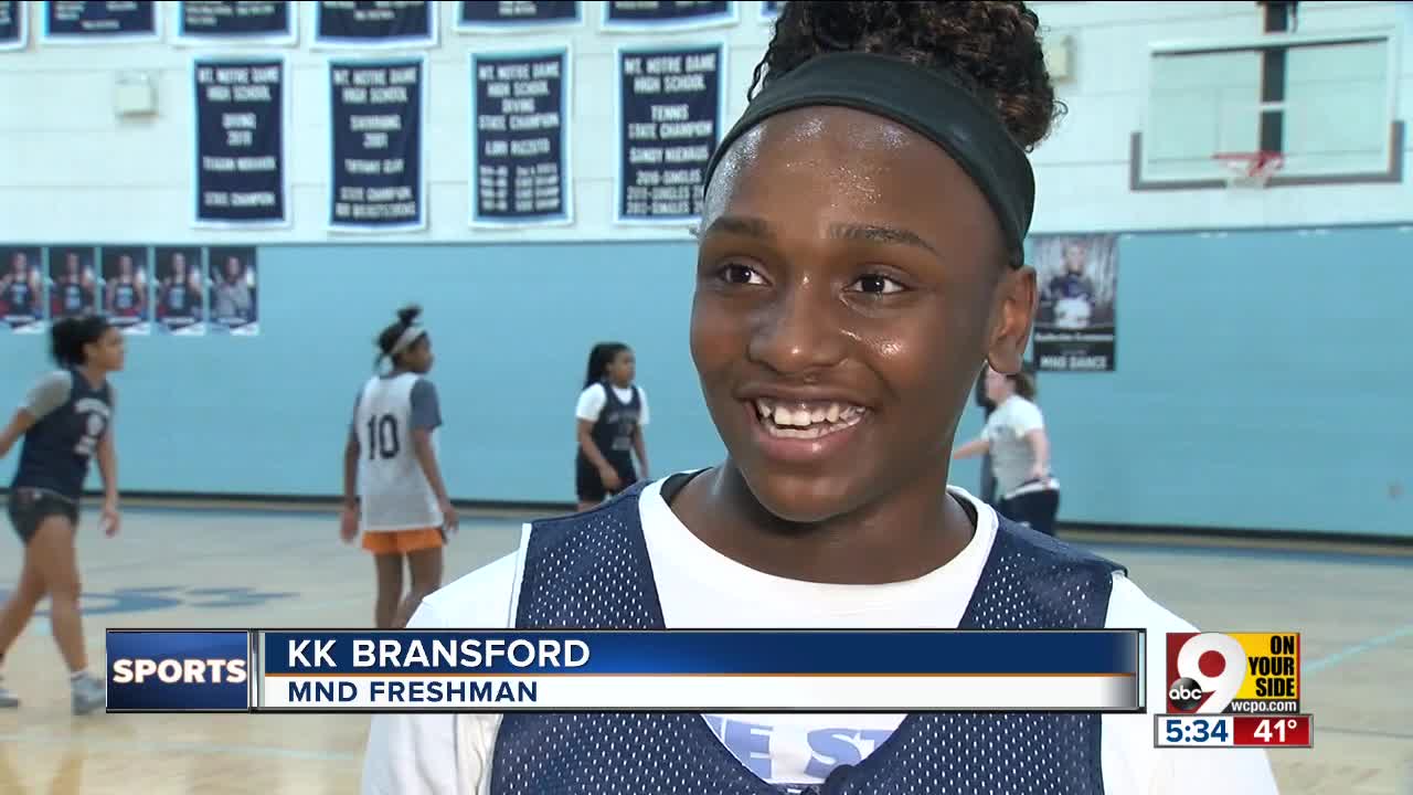 Freshman KK Bransford shines on Mount Notre Dame court