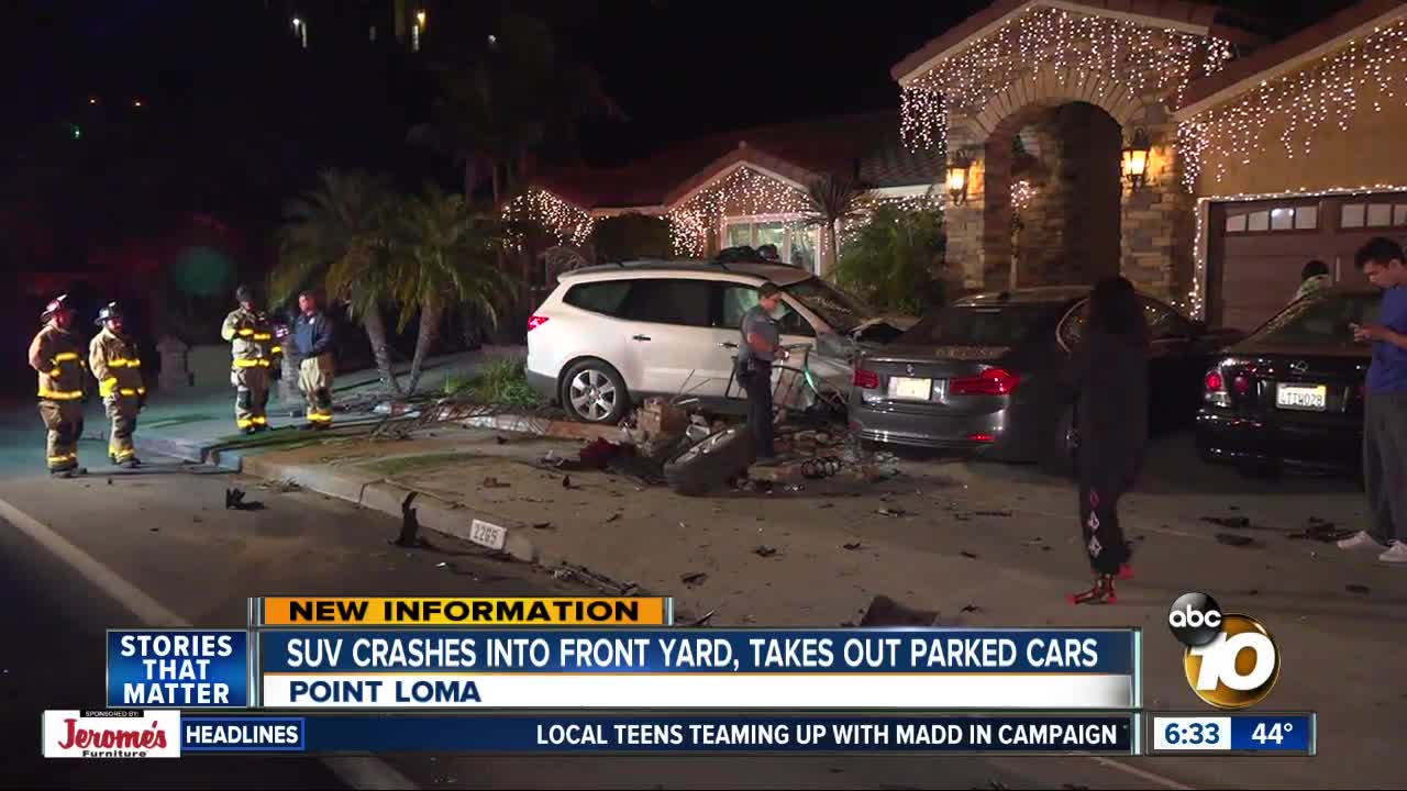 Suspected DUI driver crashes into front yard of Point Loma home