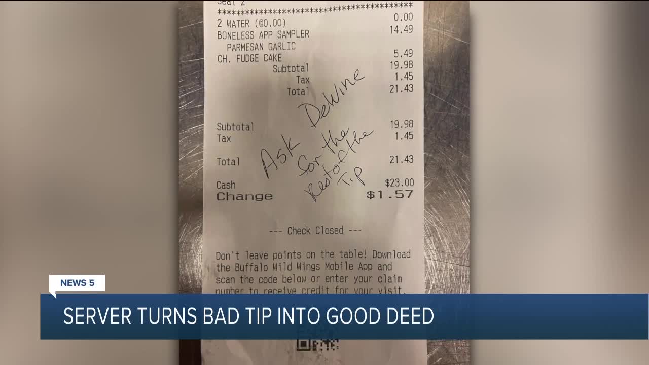 Server turns bad tip into good deed