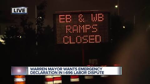 Warren mayor wants state of emergency declared in I-696 labor dispute