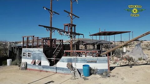 Passing Wind in Terlingua Ghost Town - Fake Pirate Ship & Submarine Conning Tower. Tourist Trap