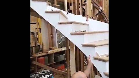 Woodworking Projects for Minimalist Stairs #shorts
