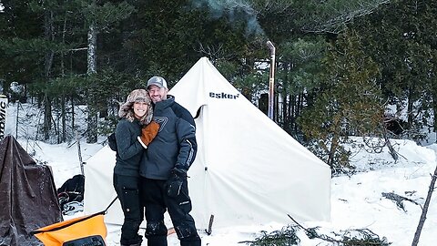 HOT TENT Village on a Frozen Lake | WINTER CAMP with 20 YouTubers!