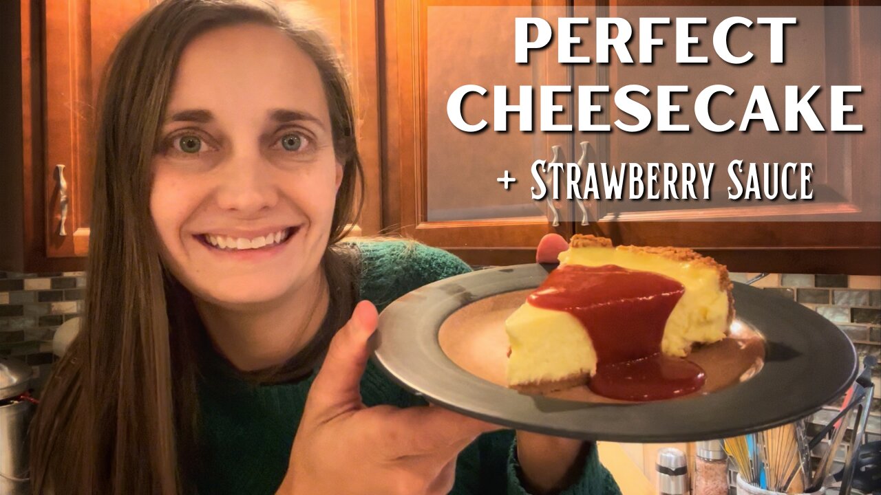 Perfectly Creamy Cheesecake with Strawberry Sauce (Bake with Me!)