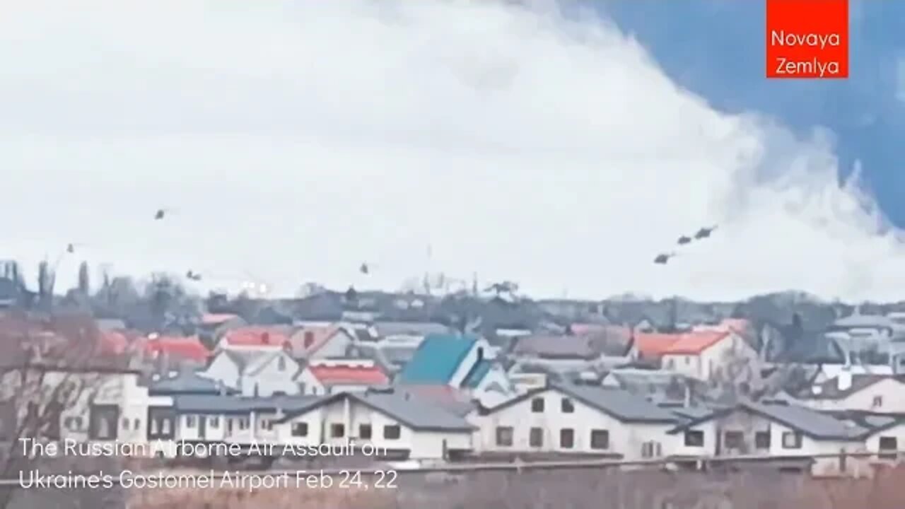 Russian paratroopers's air assault on Ukraine's Gostomel Airport: Ka-52, Mi-24 & Mi-8