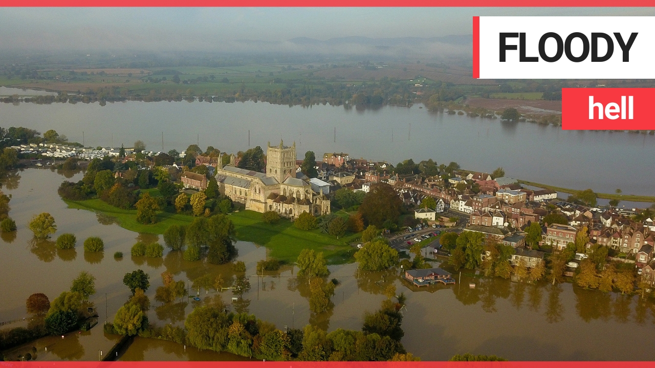 An entire town has been almost completely cut off by flood water