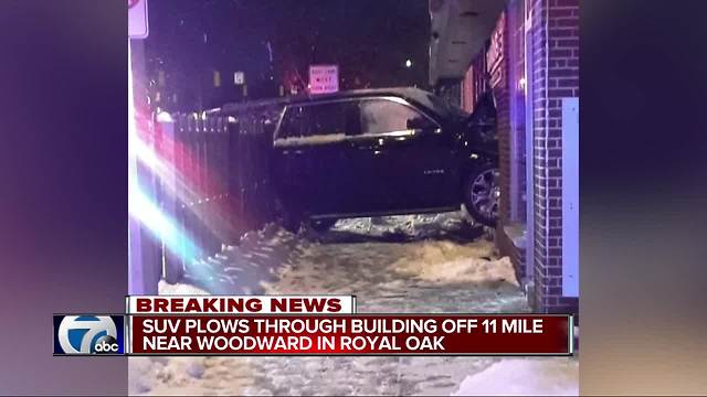 SUV slams into building on Woodward in Royal Oak