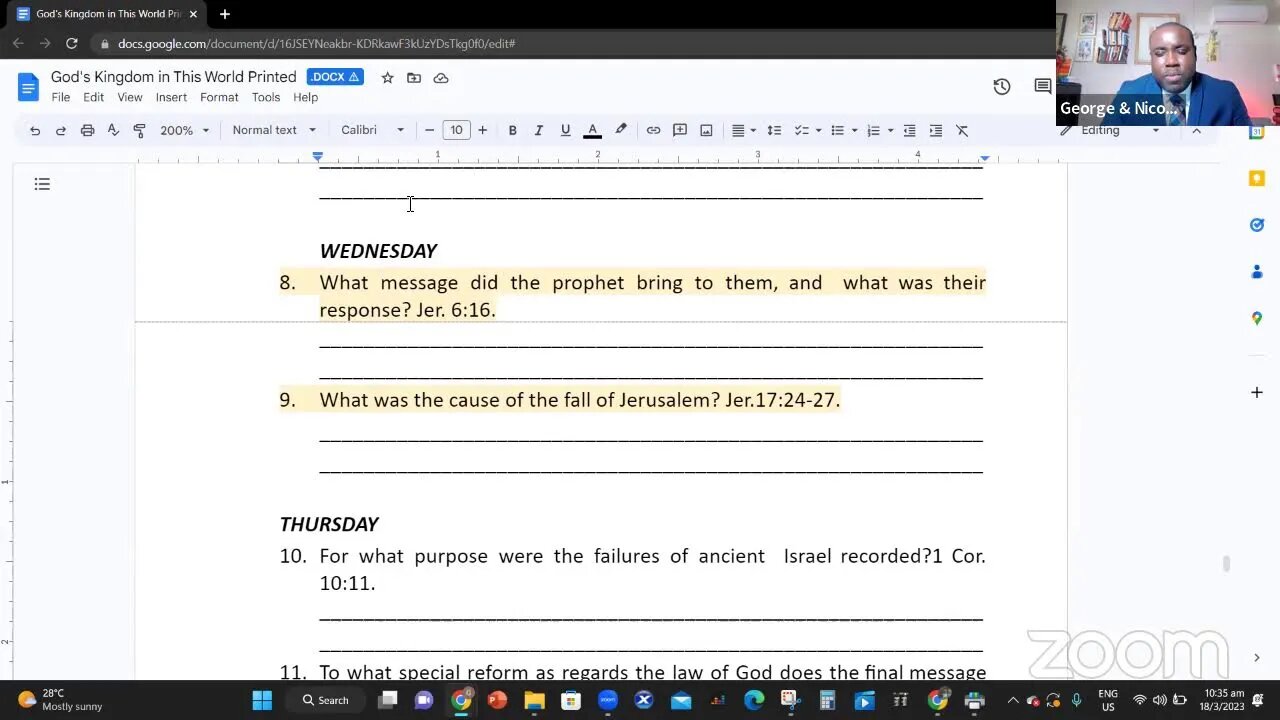 Sabbath School Lesson Review GB 18 03 2023