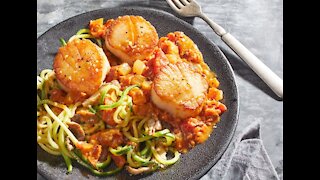 Thai Scallop Curry with Zucchini Noodles & Shiitake Mushrooms