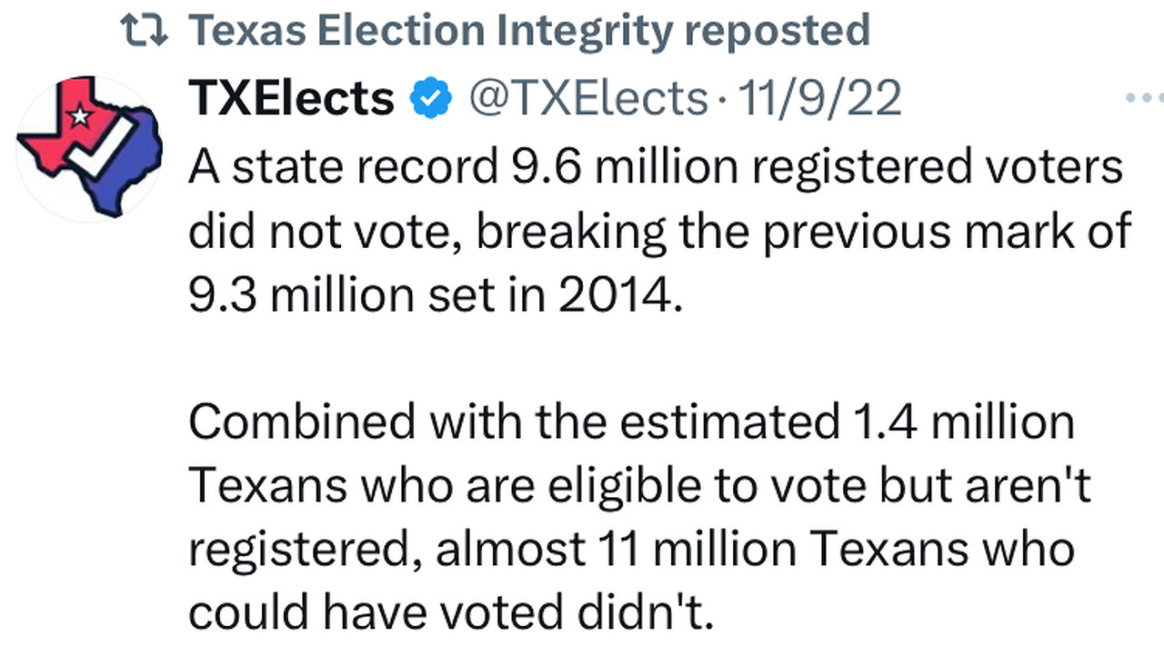 Texas Voters--If You Don't Vote, We Lose Our Country