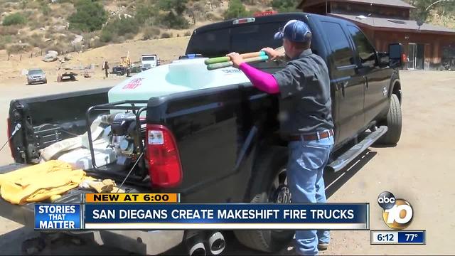 San Diegans create makeshift fire trucks