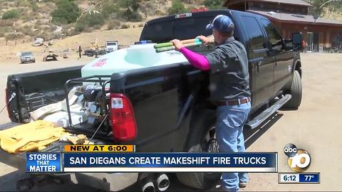 San Diegans create makeshift fire trucks