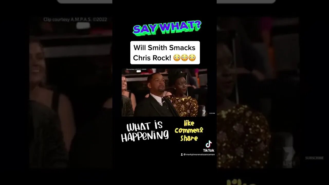 Will Smith Smacks Chris Rock At Oscar’s 😳😳😳 #willsmithchrisrock