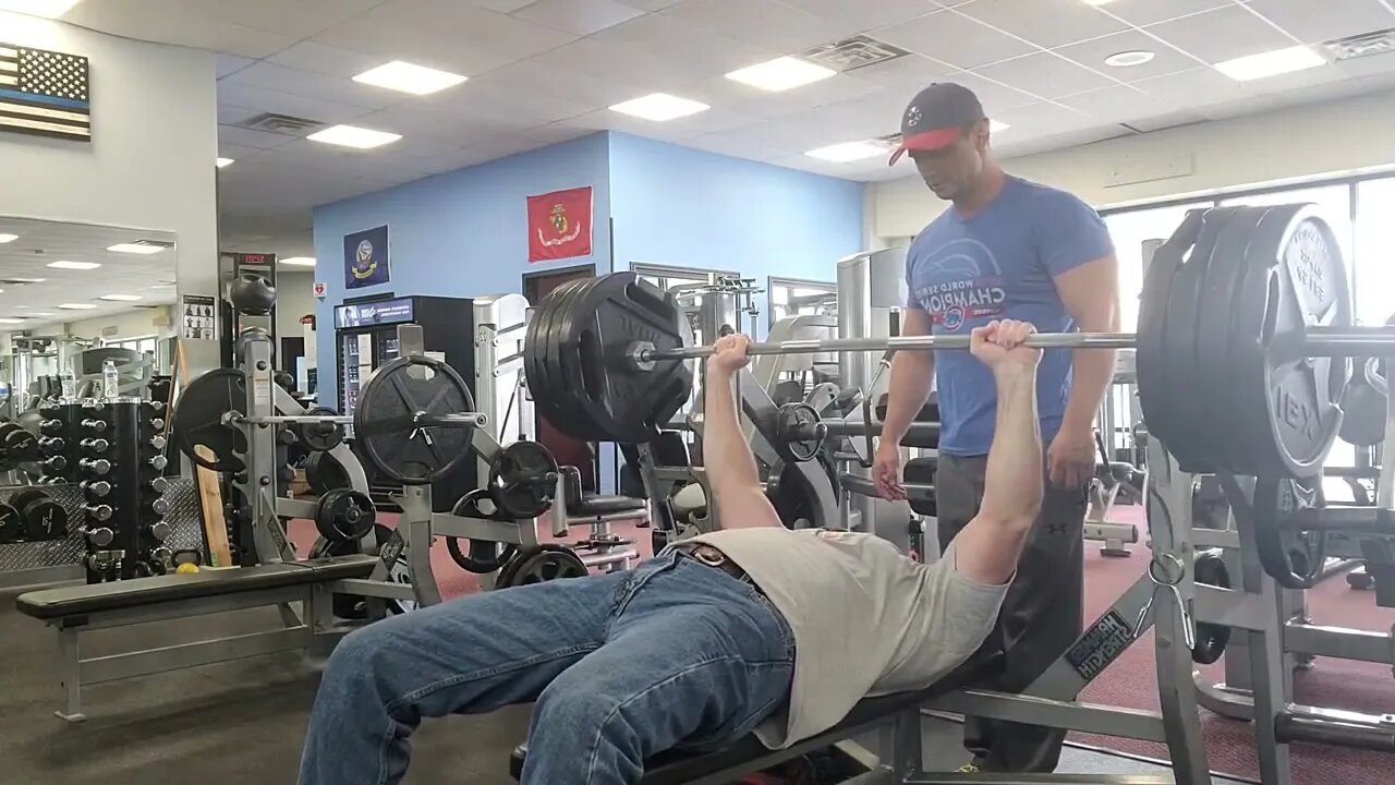 Crazy old man burn out 405lbs x 3 5 (( subscriber request video ))