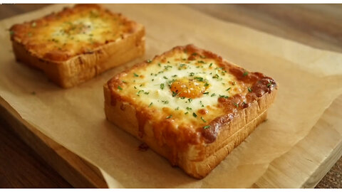 Really crispy toast sandwich with egg cheese on the outside