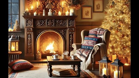 New 2025 Christmas Magic in a Cozy Cabin Relaxing Fireplace Piano Sounds