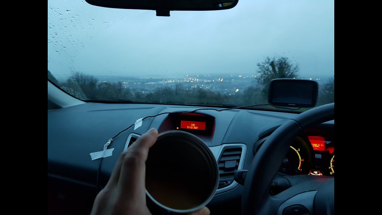 Coffee time l. On top of Portsdown hill. Evening.