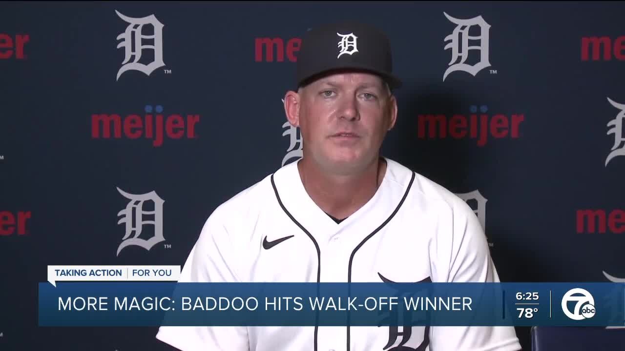 Akil Baddoo talks after hitting walk-off hit for Tigers