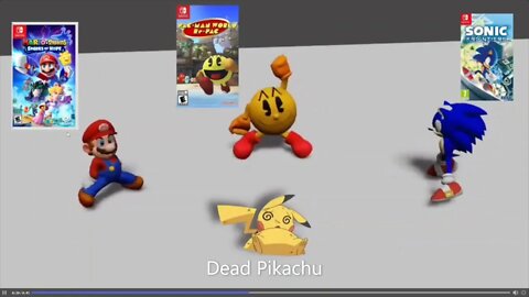 Pac Man, Super Mario, & Sonic doing the California Dance to Pikachu