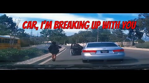 Woman Jumps Out of Car for No Reason
