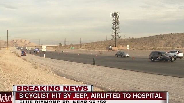 Bicyclist airlifted to the hospital after being hit by Jeep