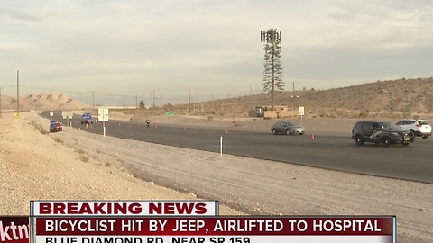 Bicyclist airlifted to the hospital after being hit by Jeep