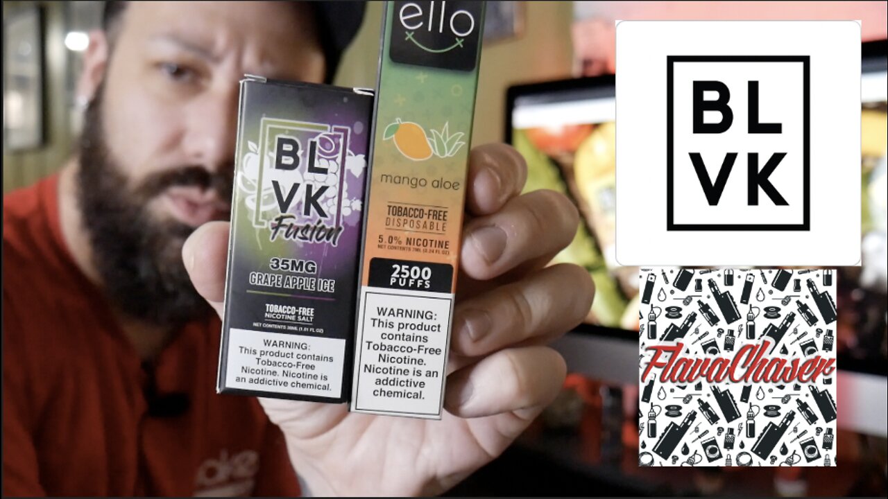 BLVK Fusion Grape Apple Ice salt & Ello Disposable Mango Aloe Disposable