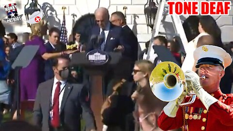 Nurse Jill Intervenes after Joe Biden Tries to Talk Into Microphone While Music is Blasting