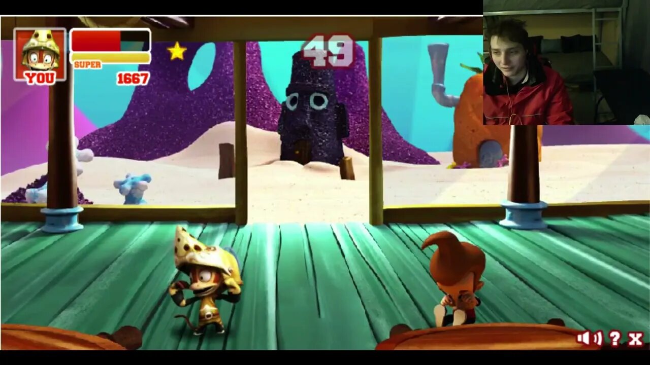 Jimmy Neutron VS Monkey In A Nickelodeon Super Brawl 2 Battle With Live Commentary