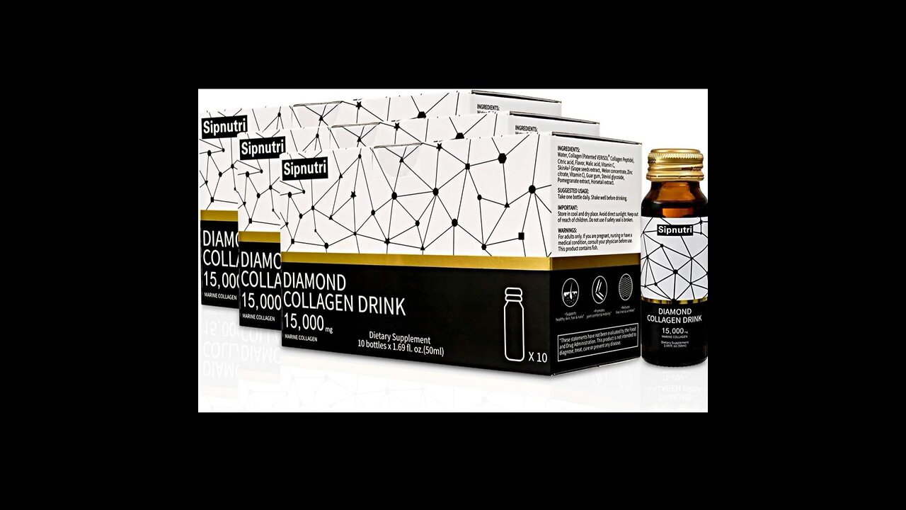 Sipnutri Diamond Liquid Collagen Drink, 15000mg Hydrolyzed Marine Collagen Peptides with Vitamin C,