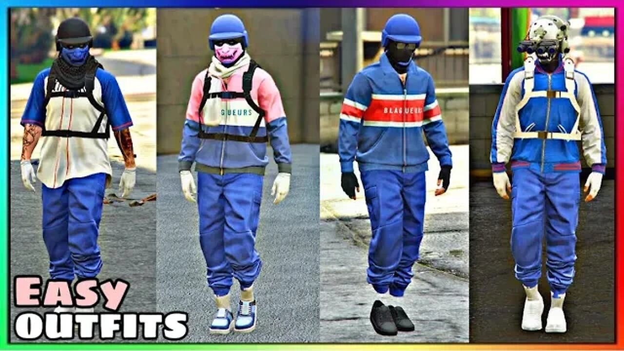 Top 4 Best Easy To Make Male Tryhard Blue Jogger Outfits (GTA Online)