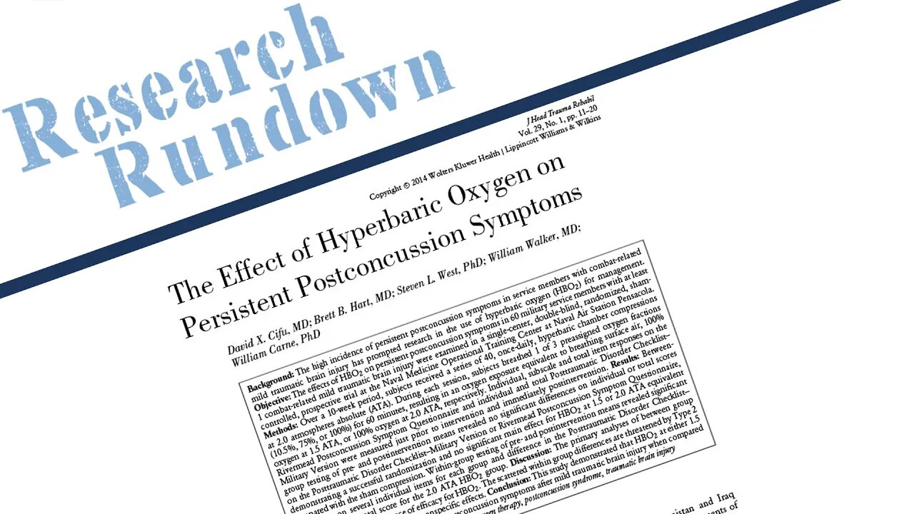 Research Rundown – Episode 31: The Effect of Hyperbaric Oxygen on Persistent Postconcussion Symptoms