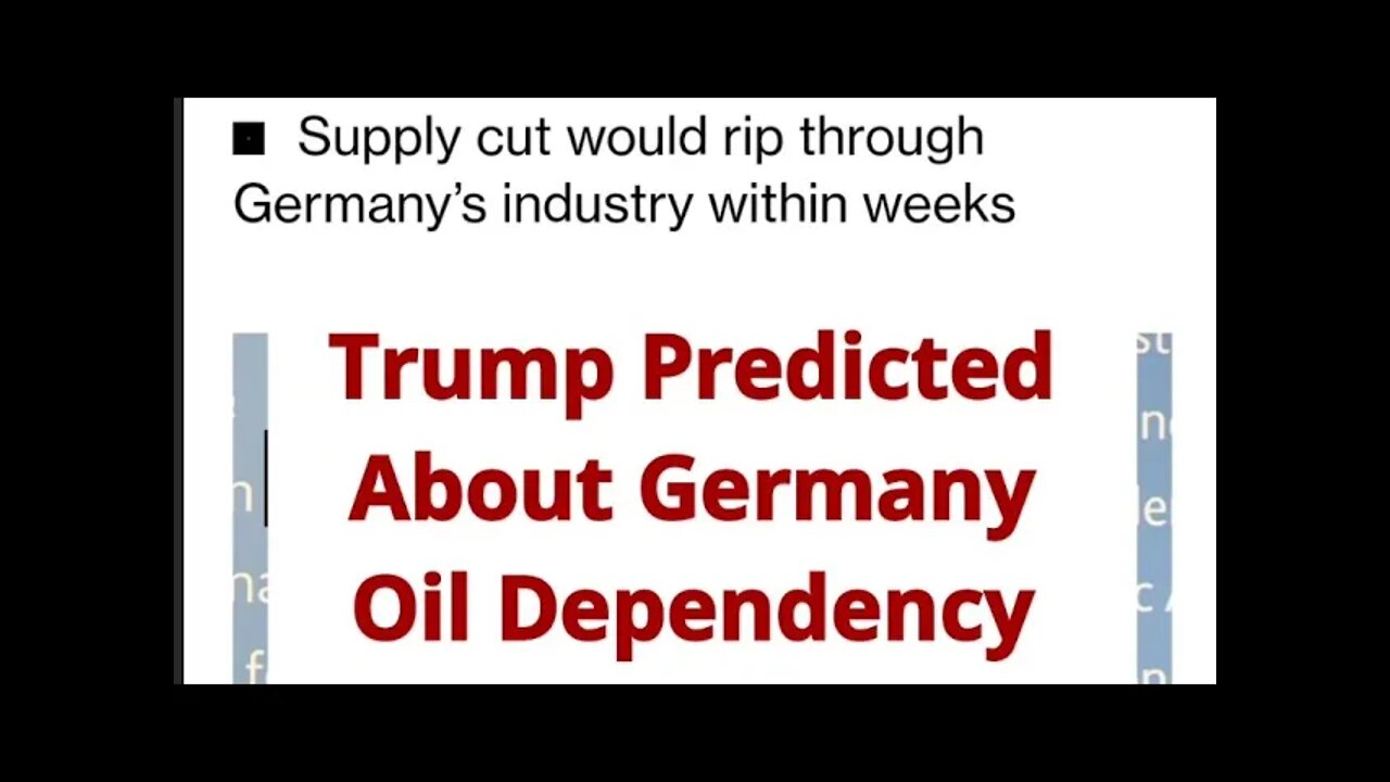 Trump Predicted About Germany Oil Dependency