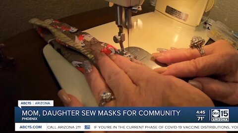 Mom, daughter sew masks for community members