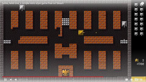 Tanks, level one, a simple retro style game free on Steam