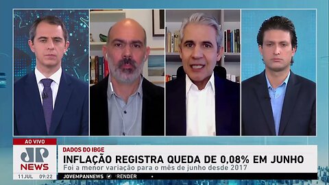 Inflação registra queda de 0,08% em junho, diz IBGE; Alan Ghani, Schelp, d'Avila e Beraldo analisam