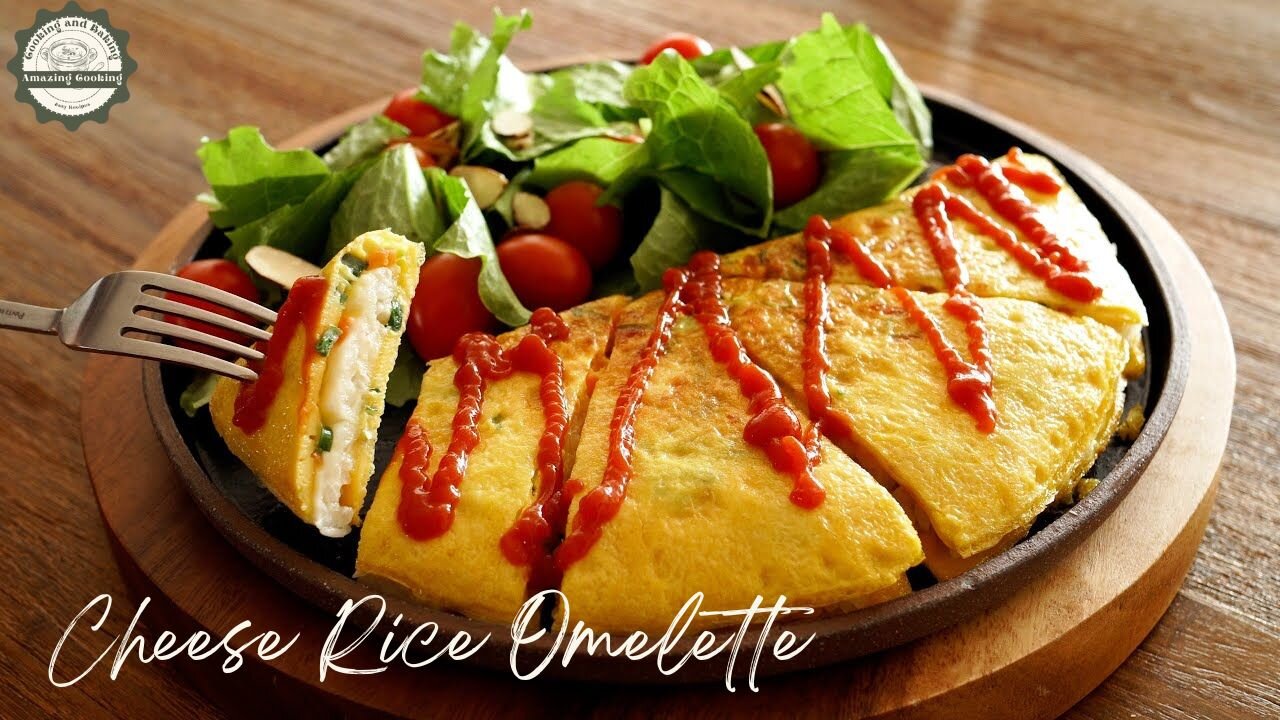 Perfect Omelette Your Breakfast!! Cheese Rice Omelette! Super Easy!