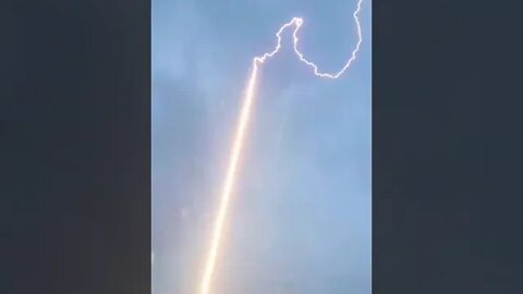 Lightning can be triggered A rocket with a copper wire launches into a storm. #shorts