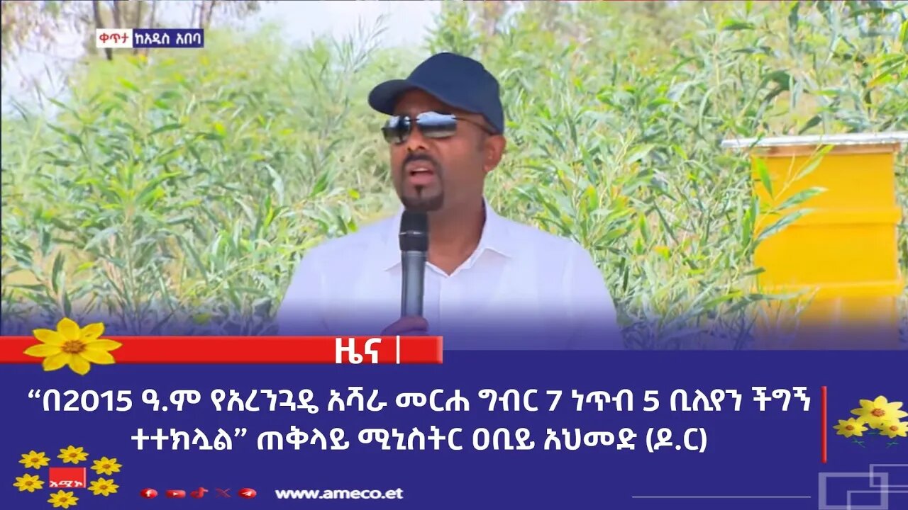 “በ2015 ዓ.ም የአረንጓዴ አሻራ መርሐ ግብር 7 ነጥብ 5 ቢሊየን ችግኝ ተተክሏል” ጠቅላይ ሚኒስትር ዐቢይ አህመድ (ዶ.ር)