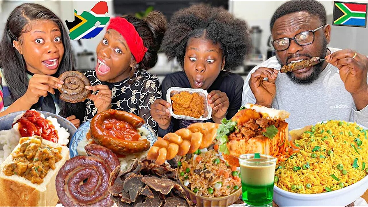 NIGERIANS TRY SOUTH AFRICAN FOOD 🇿🇦 FOR THE FIRST TIME! ft Bunny chow, cape Malay, pap, koeksuster