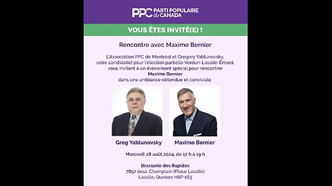 Maxime Bernier LIVE - En direct de Verdun-Lasalle-Émard