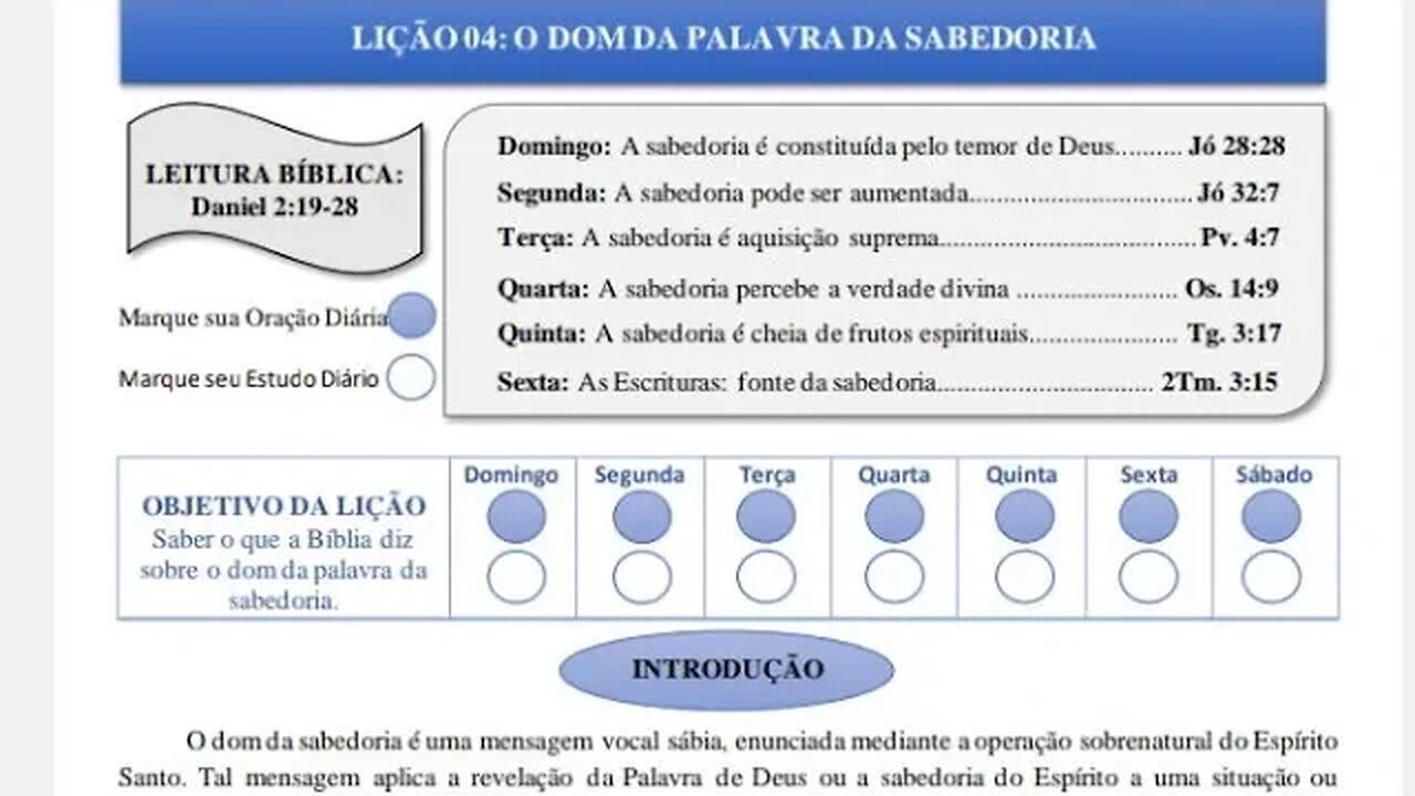 862- Escola Bíblica a série Dons espirituais - Dom da Sabedoria.