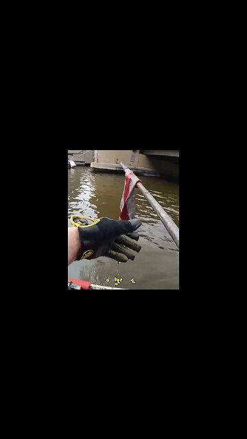 GIANT MAGNET Rescuing an American Flag from the Riverbed! #magnetfishing #shorts